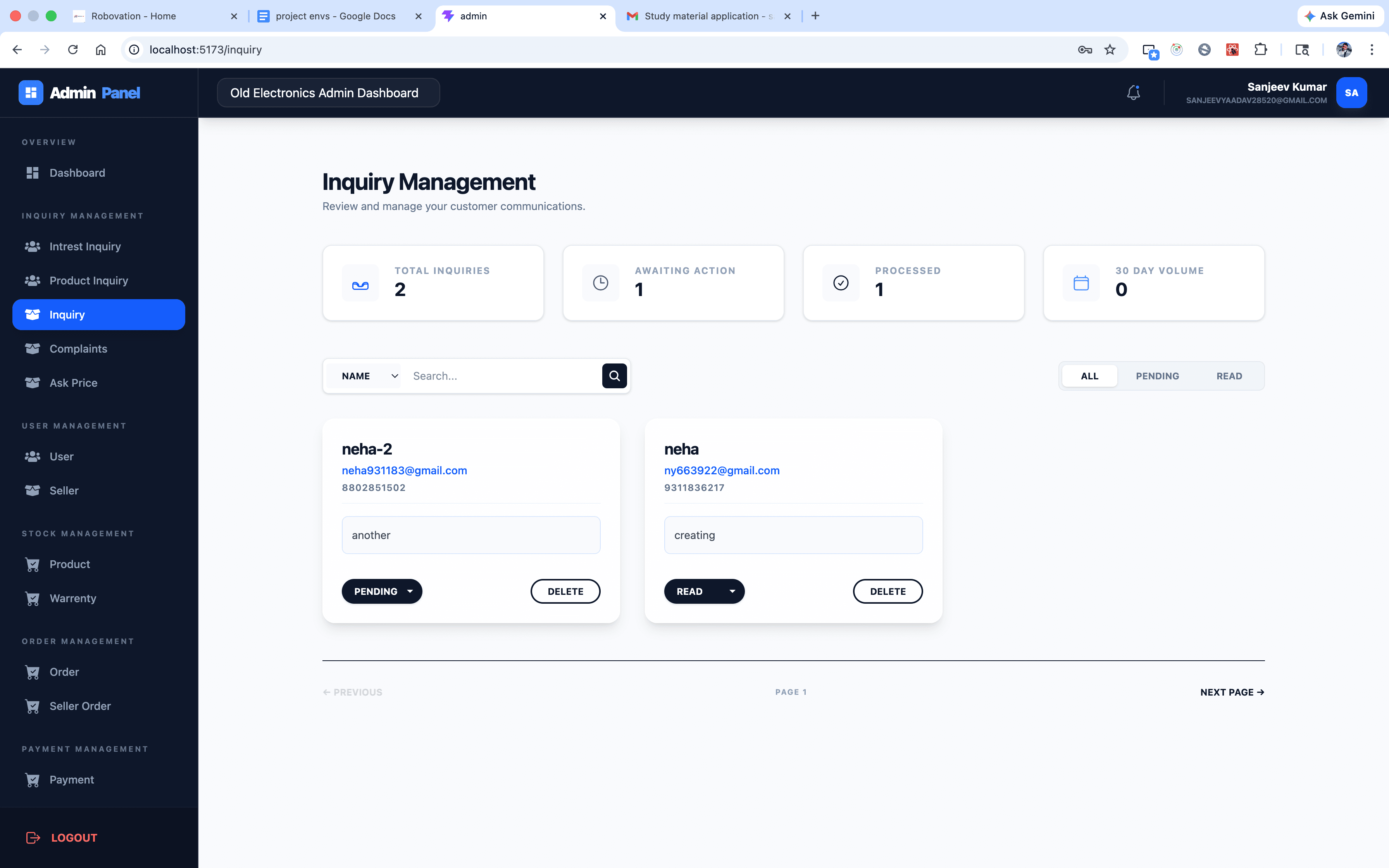 Admin Dashboard