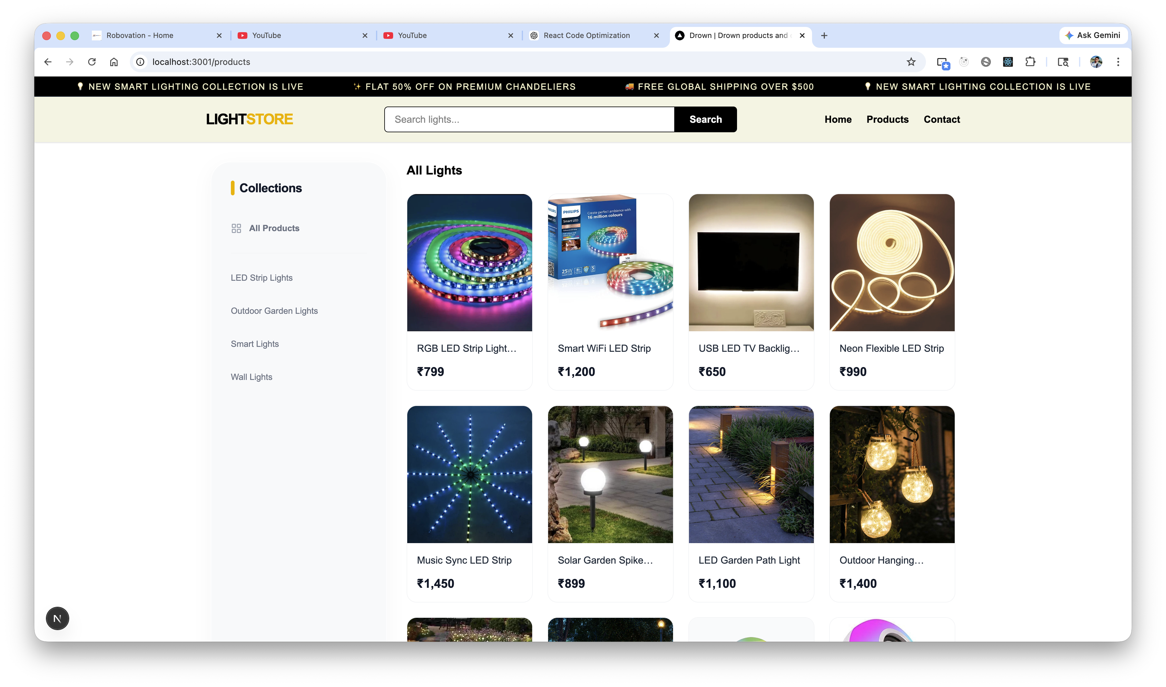 Light Store e-commerce website